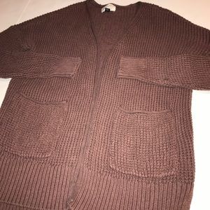 Muted purple/taupe longsleeve knit open sweater